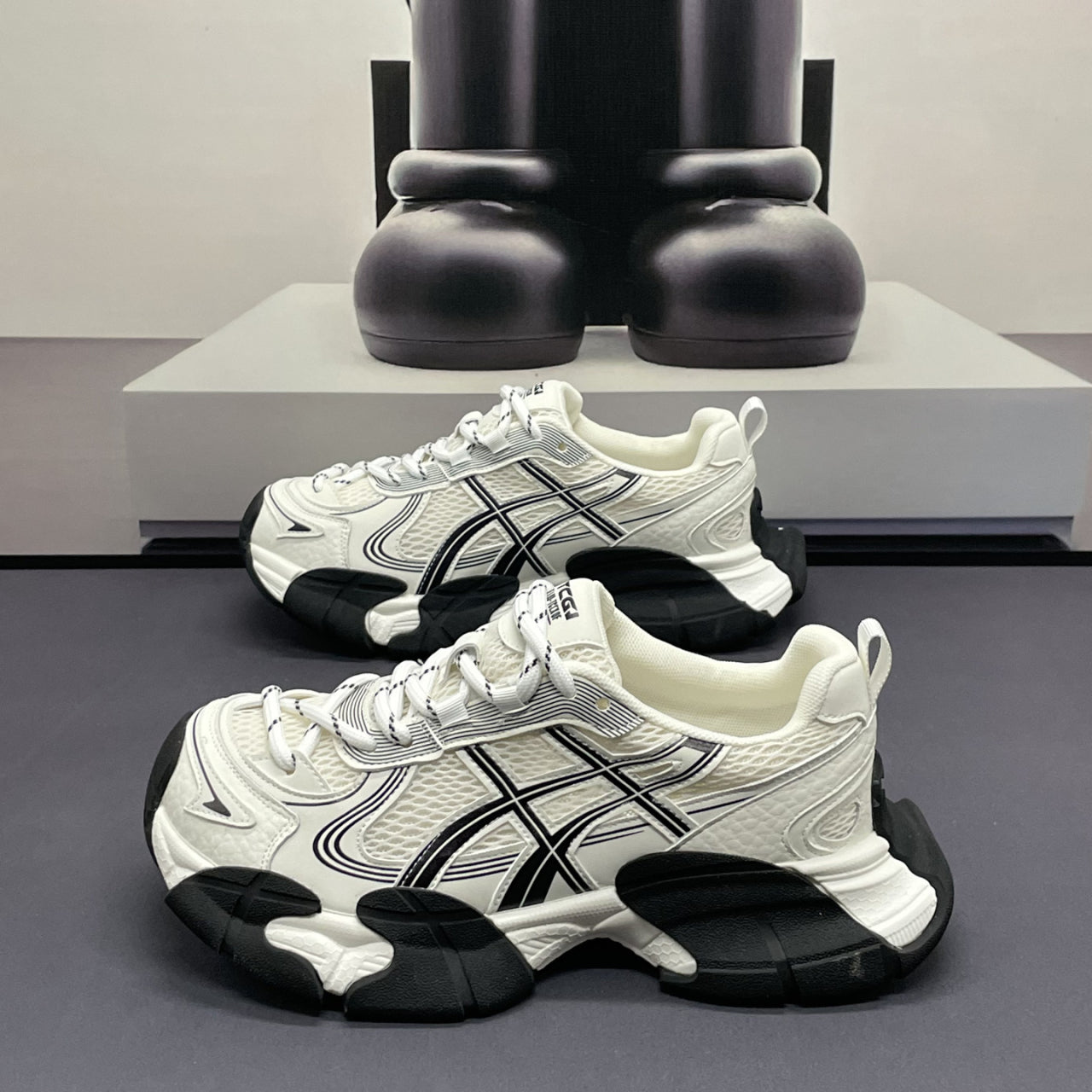 Hommes Mesh Ultra-léger Toe Rond Vintage Détressed Chaussures Casual Sport léger