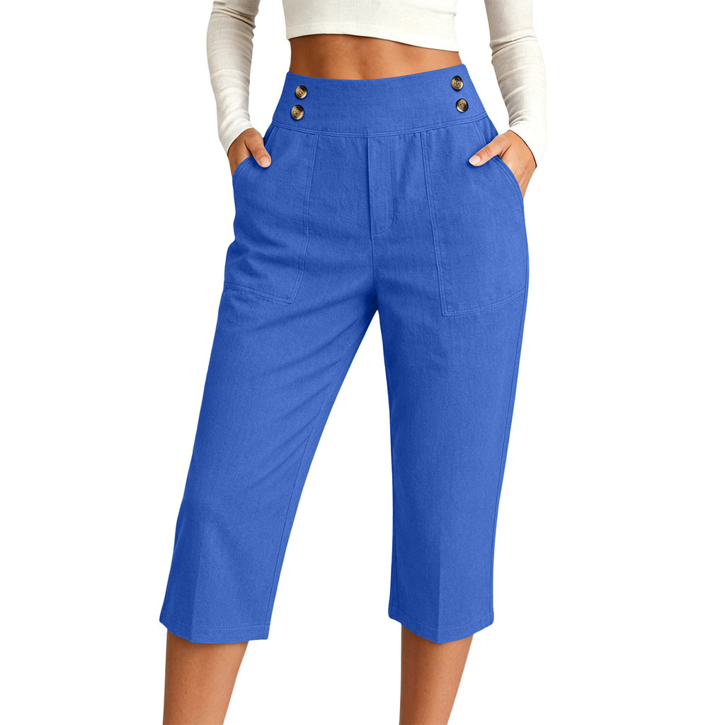 Femmes S Fashionable haute taille pantalons de trois quarts de longueur dans le style européen occasionnel pour Dai