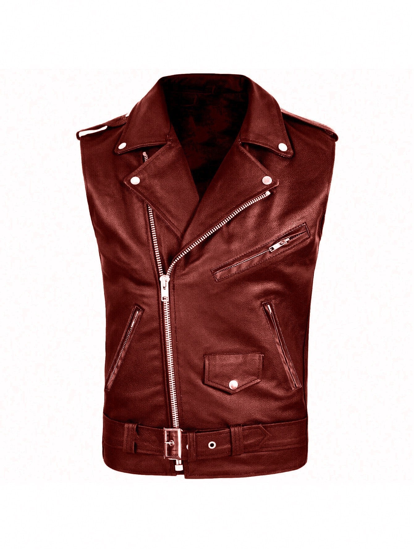 Veste de motard en cuir pour hommes PU