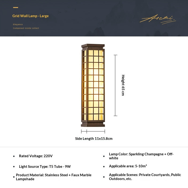 Lampe à patio imperméable à l'eau de style zen chinois à l'extérieur de Cloud Stone pour usage domestique