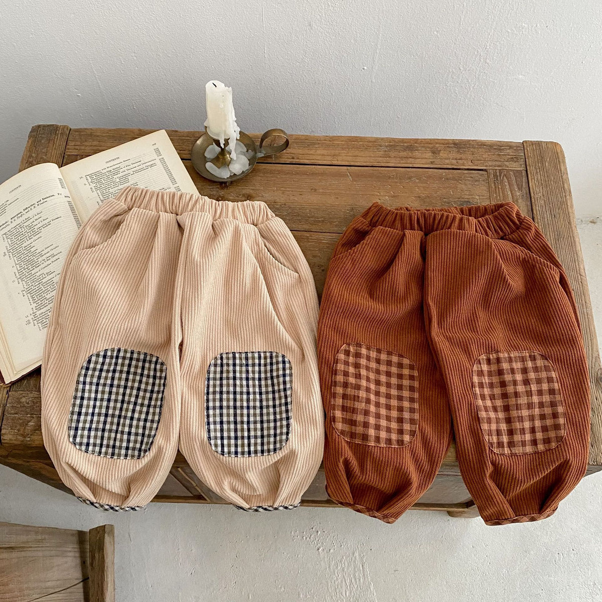Bébé Corduroy Check Pattren Pantalons All-match