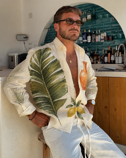 T-shirt surdimensionné Palm Leaf & Lemon Print
