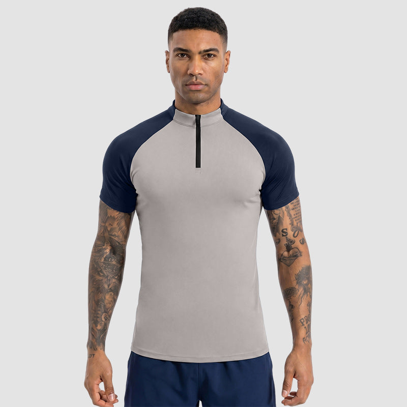 T-shirt à manches courtes homme avec un collier à demi-zip