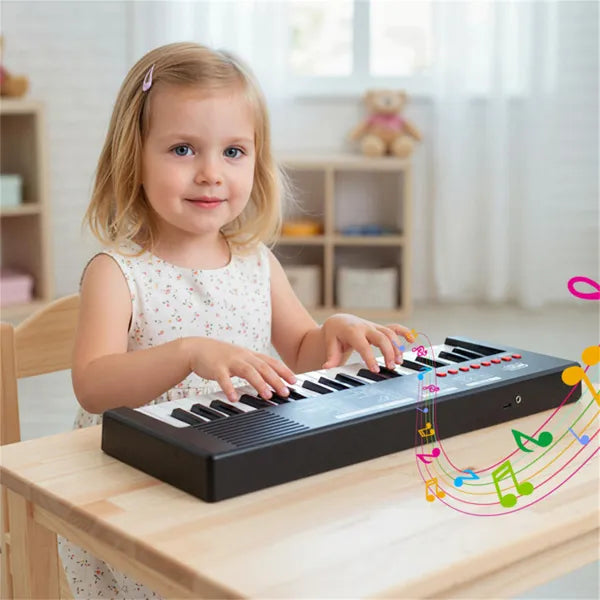 Noir 37 clés Clavier électronique pour enfants avec microphone