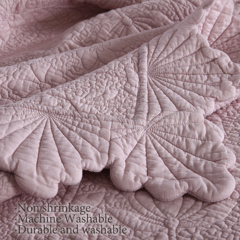 3-Piece Rose Floral Embossé Couvercle cousu Couvercle rempli de coton
