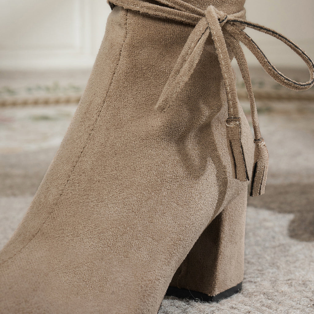 Femmes Martin Bottes Arrivée Coréen Style Bow Side Zipper Bloc Talon Mode Bottes Femmes P
