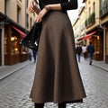 Retro Plaid Brown de style américain Jupe semi-formelle haut de gamme Midi