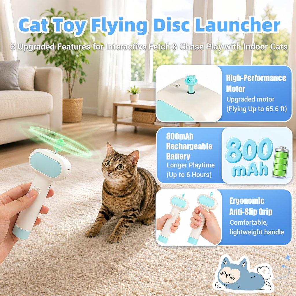 Jouet de récupération de chat avec lanceur de disque volant