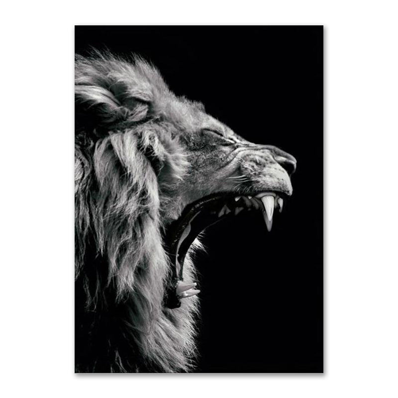 Affiche de la famille Lion noir et blanc