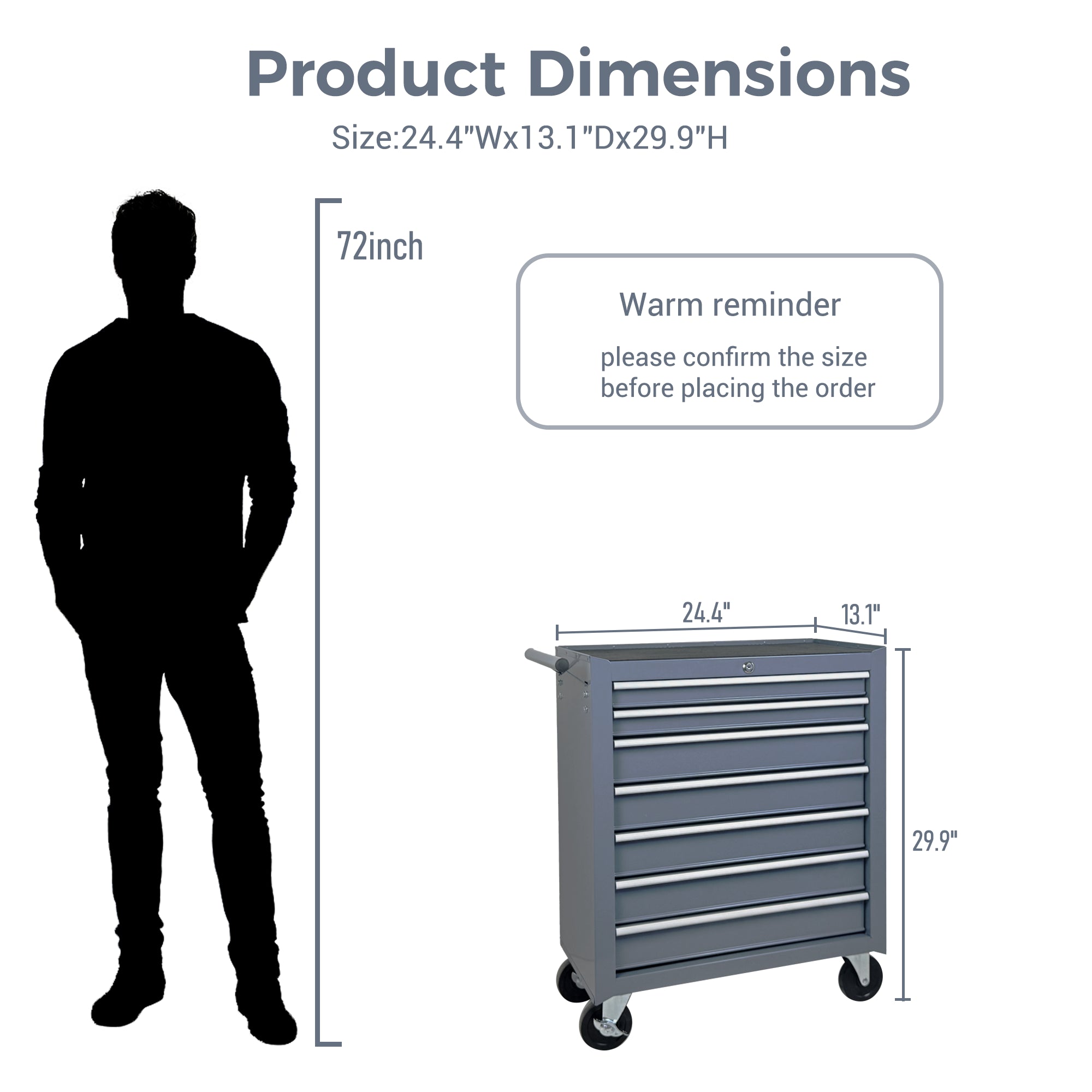 Roulement de coffre à outils avec boîte à outils 7-Drawer avec roues Multifonctionnel Tool Cart Mécanique T
