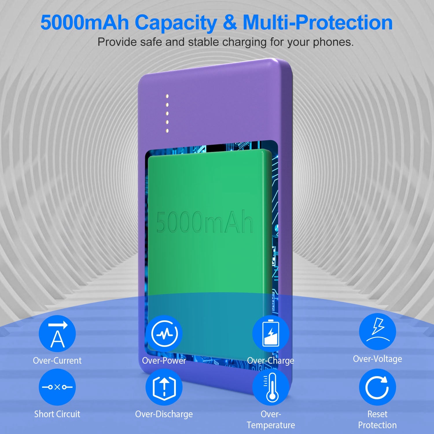 2 En 1 5000mAh 8MM Slim MagSafe Banque d'alimentation sans fil PD20W Chargeur magnétique rapide Portable P