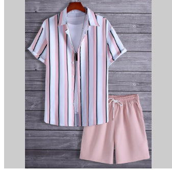 Ensemble de chemises pour hommes noir et blanc à rayures hawaïennes