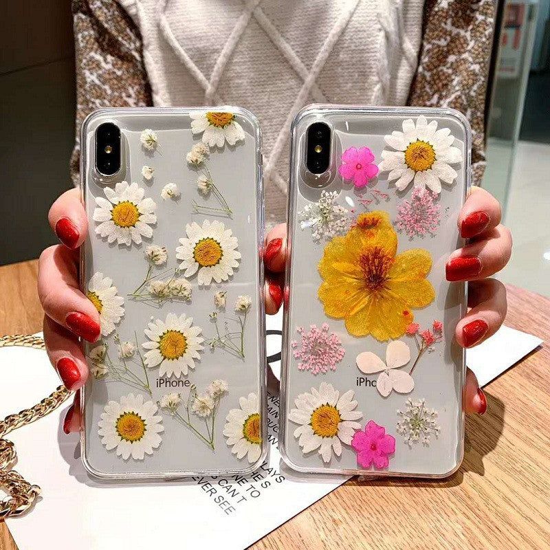 Couverture arrière Epoxy Préservé cas de téléphone à fleurs