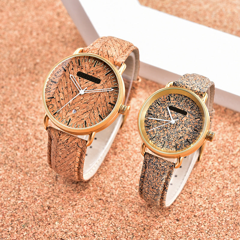 Cork Grain Couple montre mode Casual Wood Grain montre