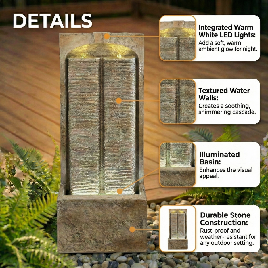 Fontaine extérieure d'eau de 39 pouces avec pompe