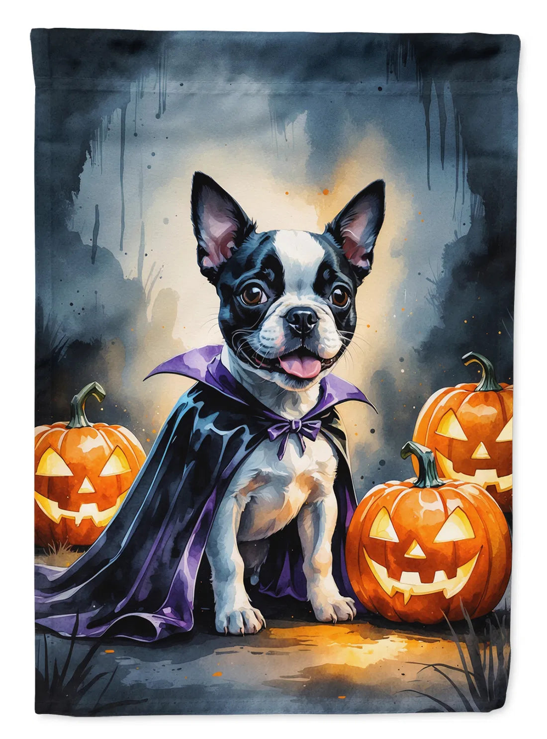 Boston Terrier Puppy Maison d'Halloween Drapeau Grand Porc Manches Pole décoratif à l'extérieur