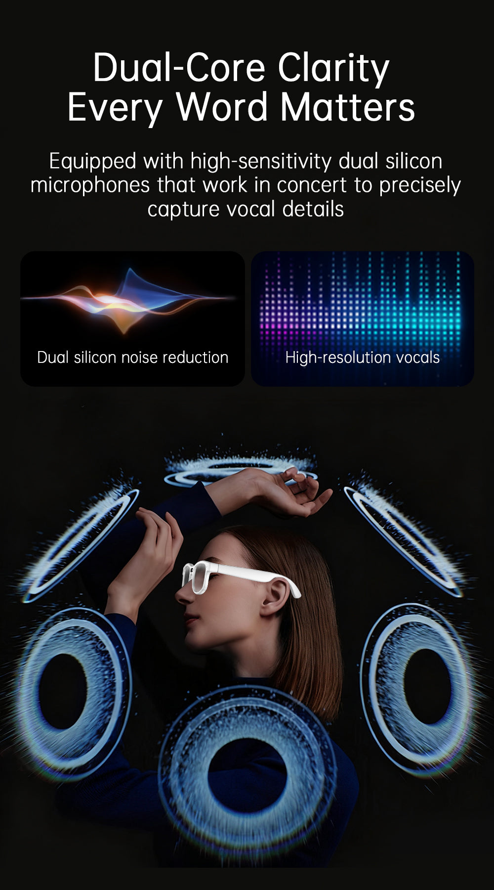 Lunettes de soleil Bluetooth pour la traduction d'appel musical G3