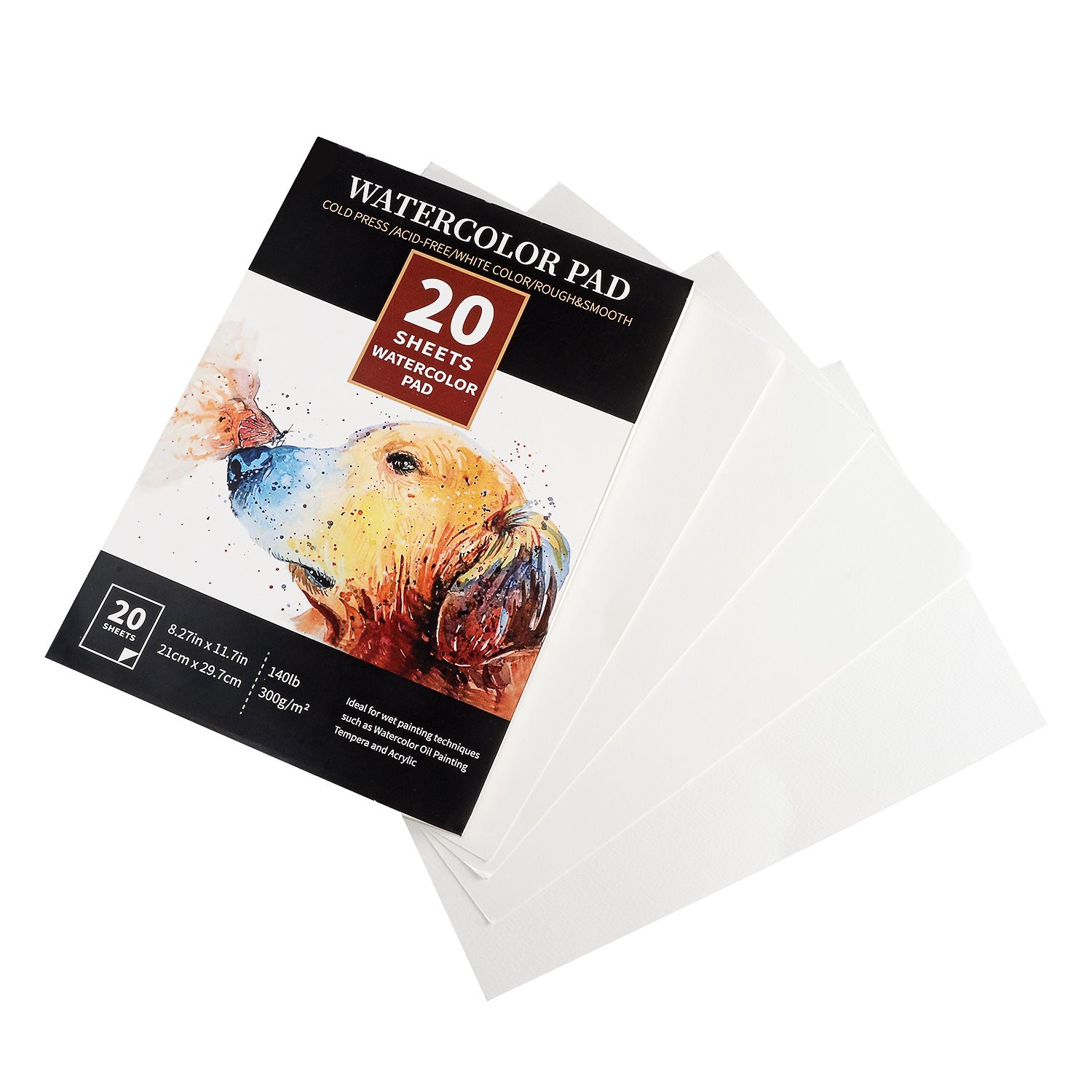 Livre de croquis en aquarelle à pâte de bois à grains fins