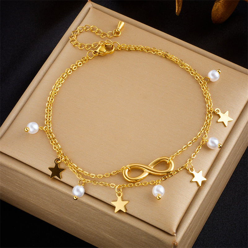 Fashionable millésime multi-couches Tasse Anklet