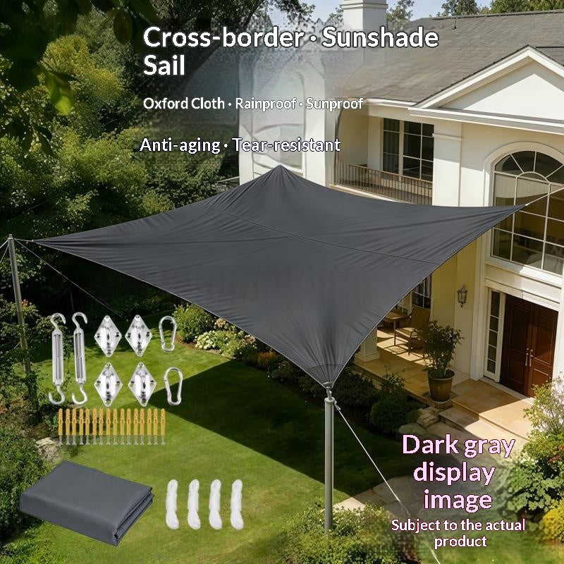 Voile d'ombre solaire à quatre corners avec accessoires pour cour extérieure et utilisation commerciale