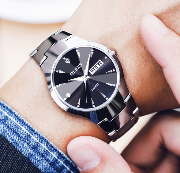 Tungsten acier quartz montre imperméable dames lumineuses