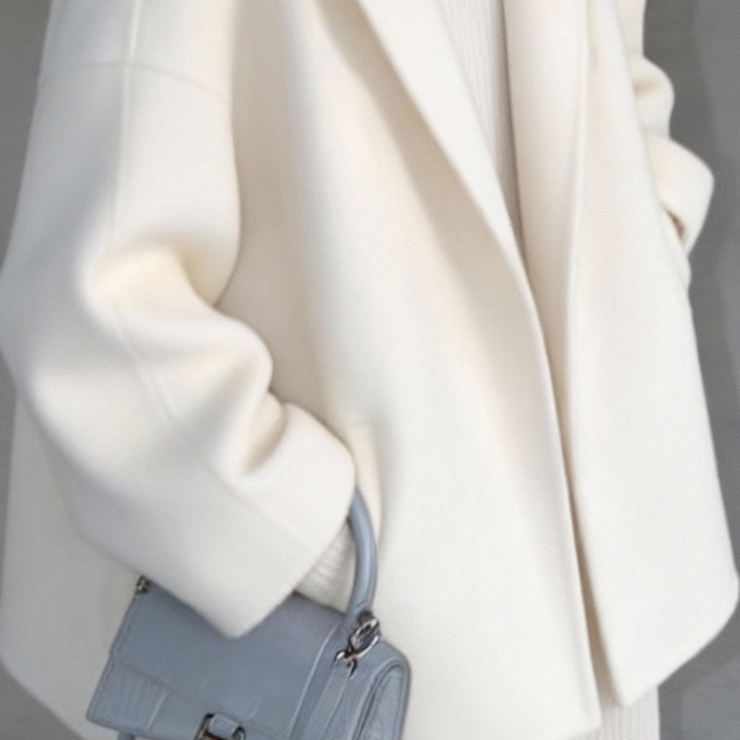 Manteau de laine à capuche blanche à double face pour femmes