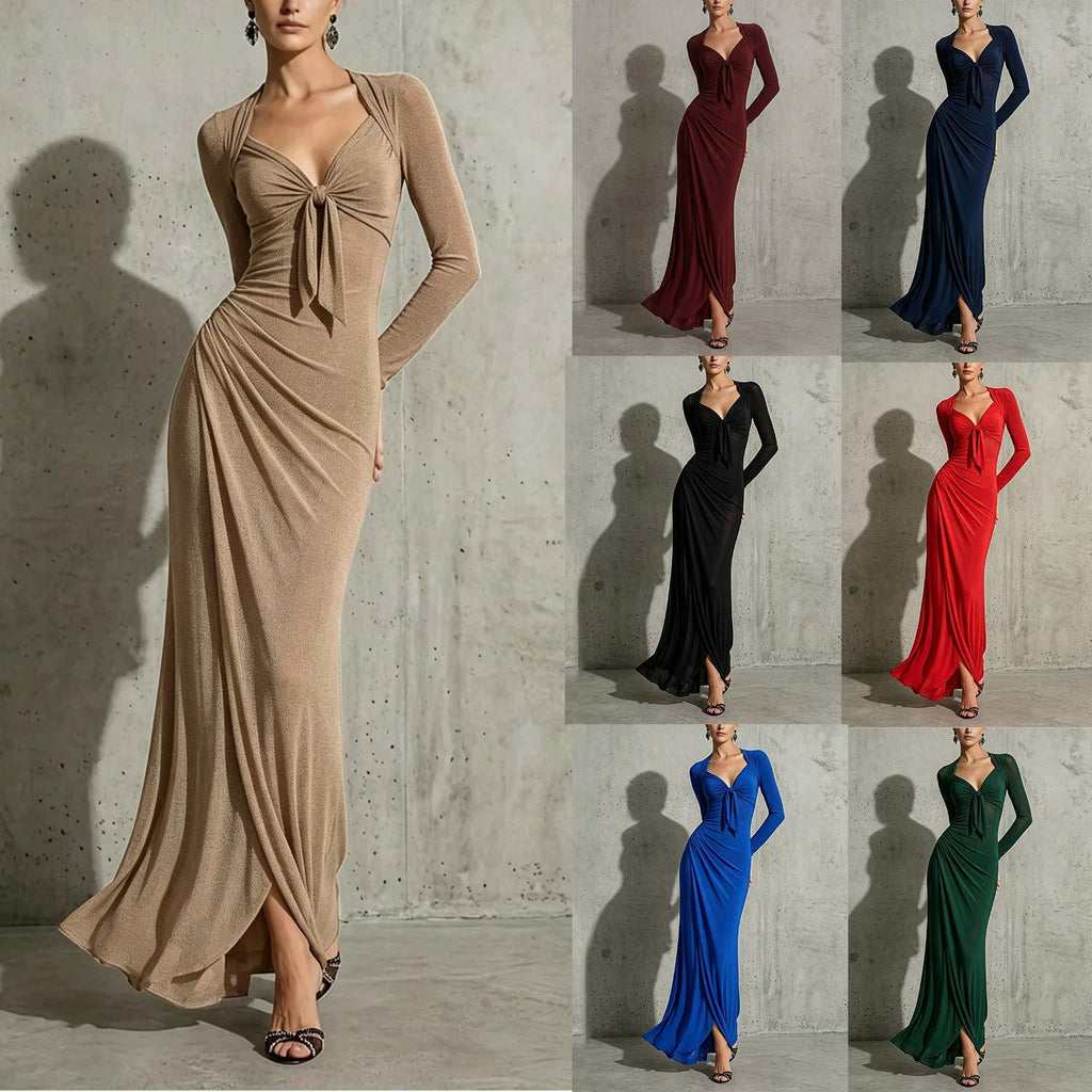 Robe Maxi en col V pour femmes