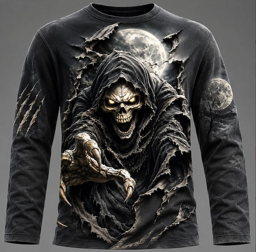 T-shirt imprimé homme manches longues avec un cou d'équipage