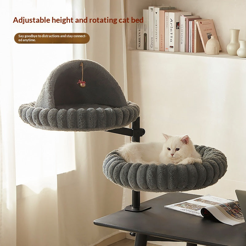 Arbre de chat de bureau avec plate-forme tournante et hauteur réglable