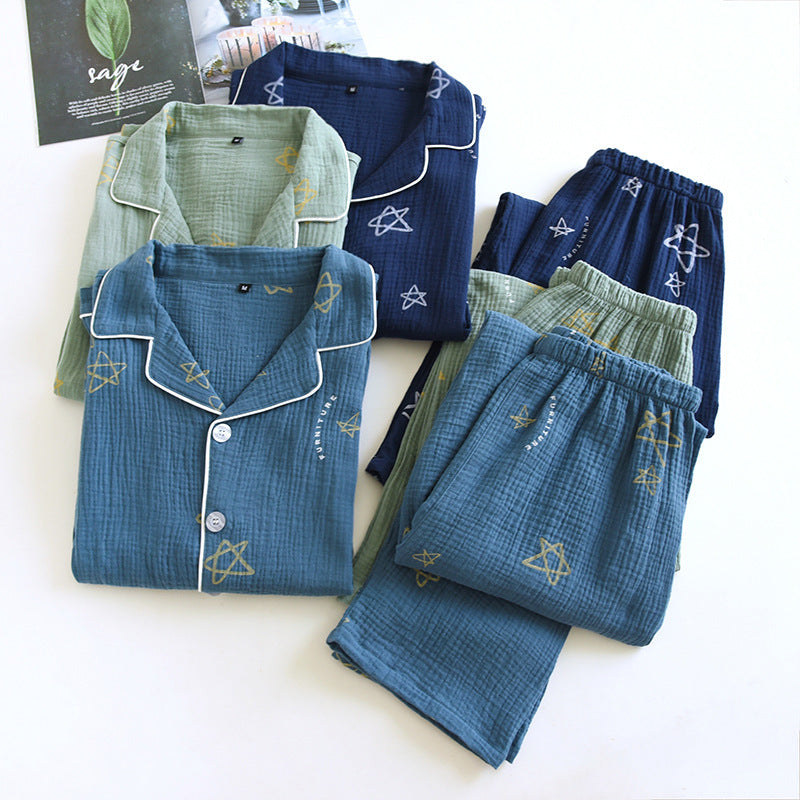 Crêpe de coton pour hommes Double couche Gauze Pajamas