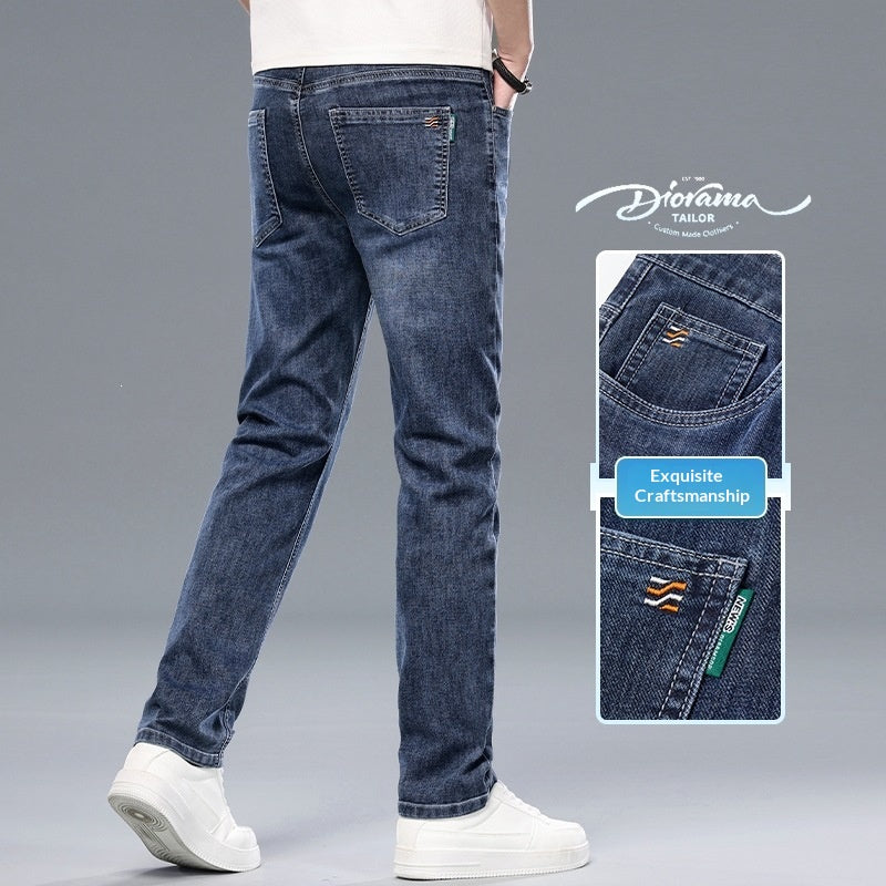 Mens Slim-Fit Straight-Leg Tencel anti-rides pantalons occasionnels