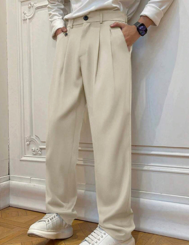 Pantalon de costume polyvalent de couleur solide pour homme