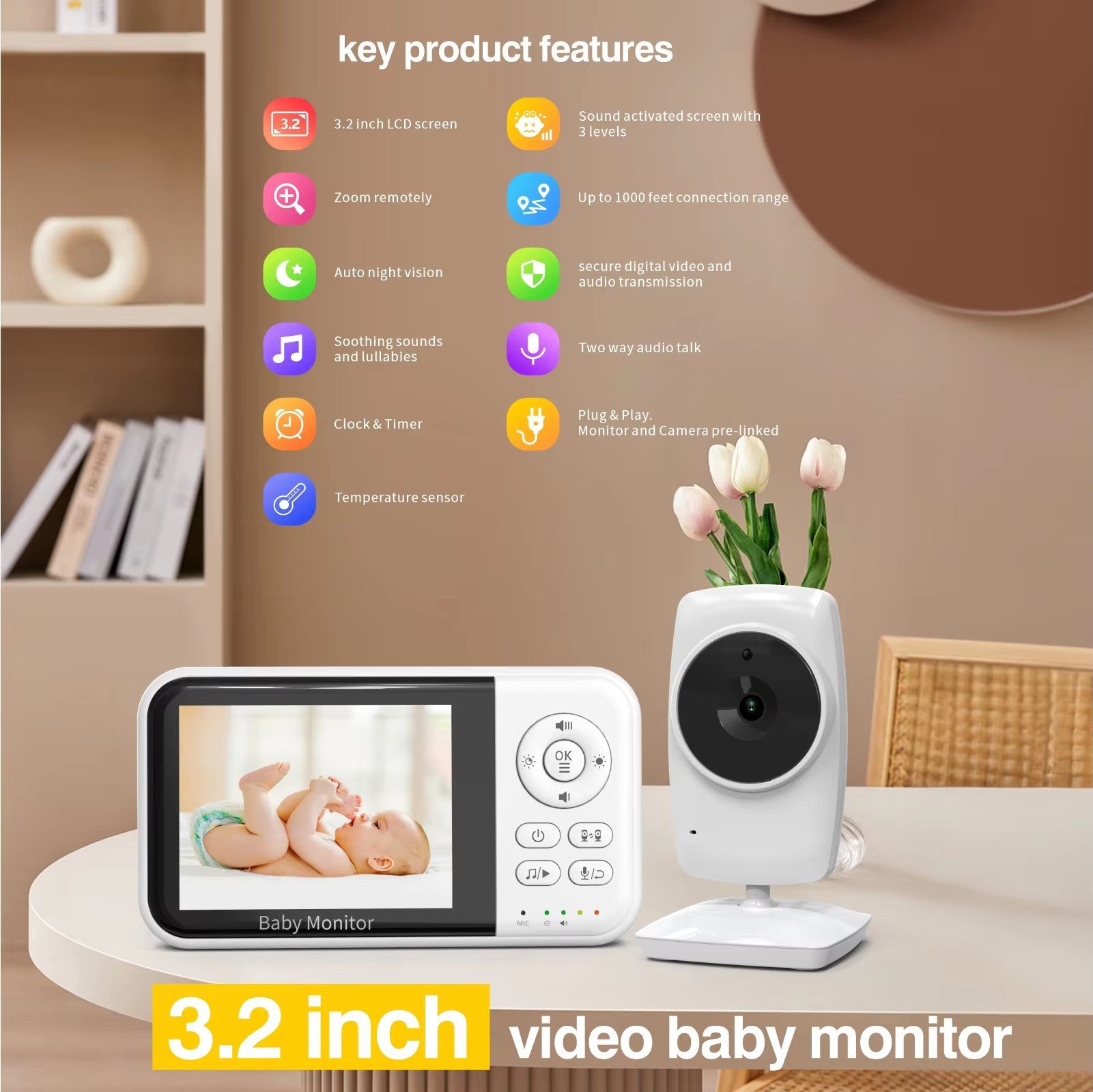 Smart Night-vision Baby Monitor bidirectionnel