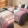 3-Piece noir blanc et rose Floral couvre-lit matelassé pour le roi de Californie