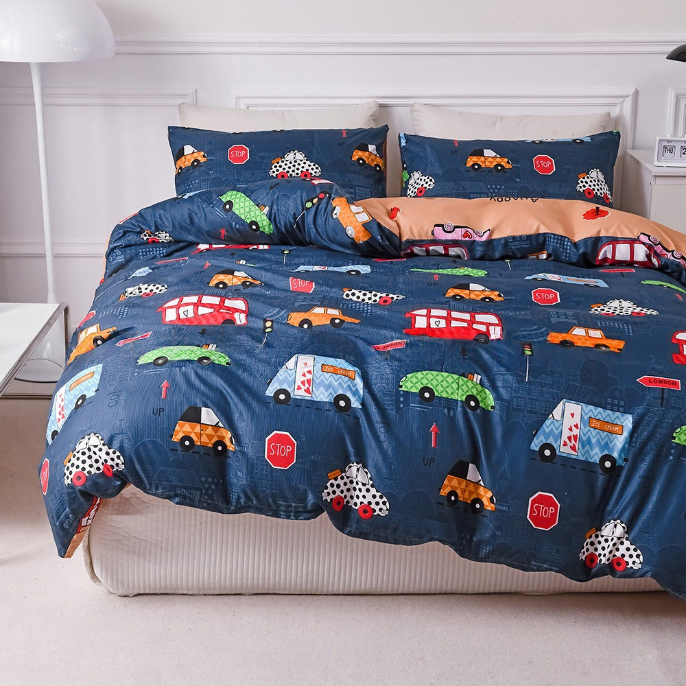 Ensemble de literie pour enfants avec housse de matelas et oreillers imprimés
