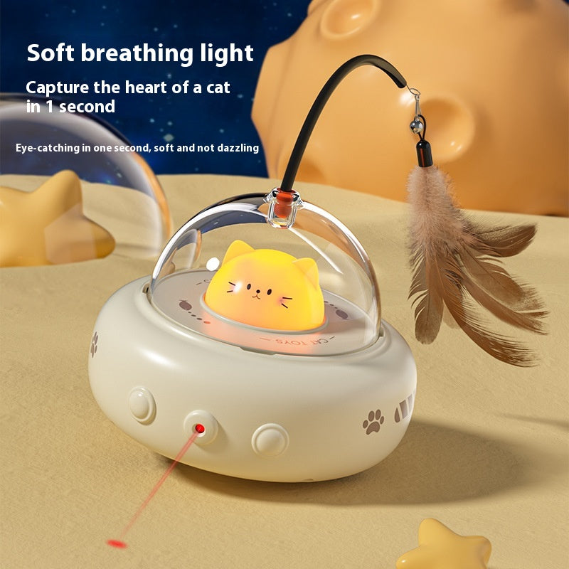Smart Teaser Cat Toy Electric UFO Cat Teaser Stick avec Bell Training Pet Toys Remplaceable