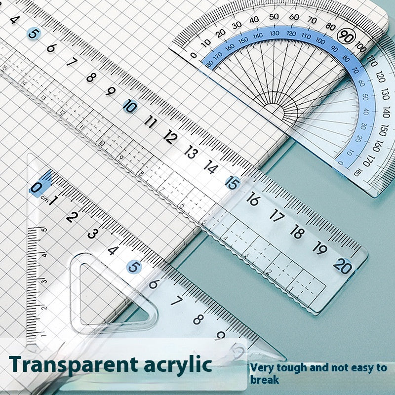 Youpai Ruler Sets Dessin acrylique transparent Protracteur carré quatre pièces