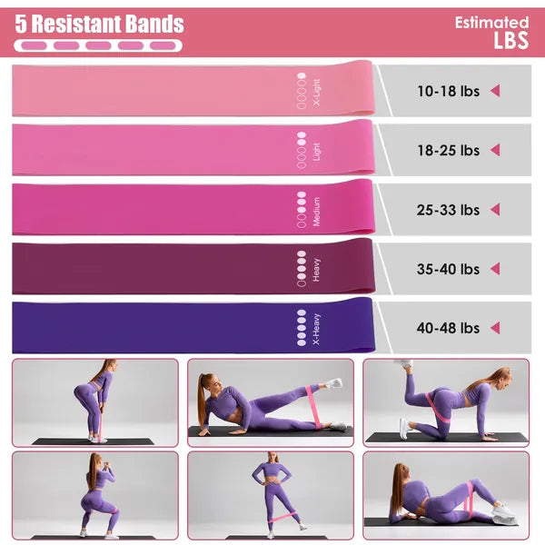 14Pcs Pilates Anneau Essentials-Kit pour les femmes avec bras de bal de yoga Stretcher 5 bandes résistantes