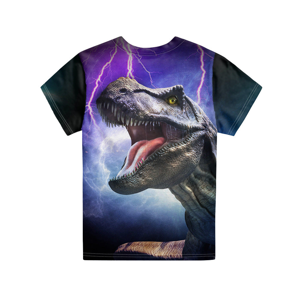 T-shirt dinosaure d'été imprimé complet pour garçon