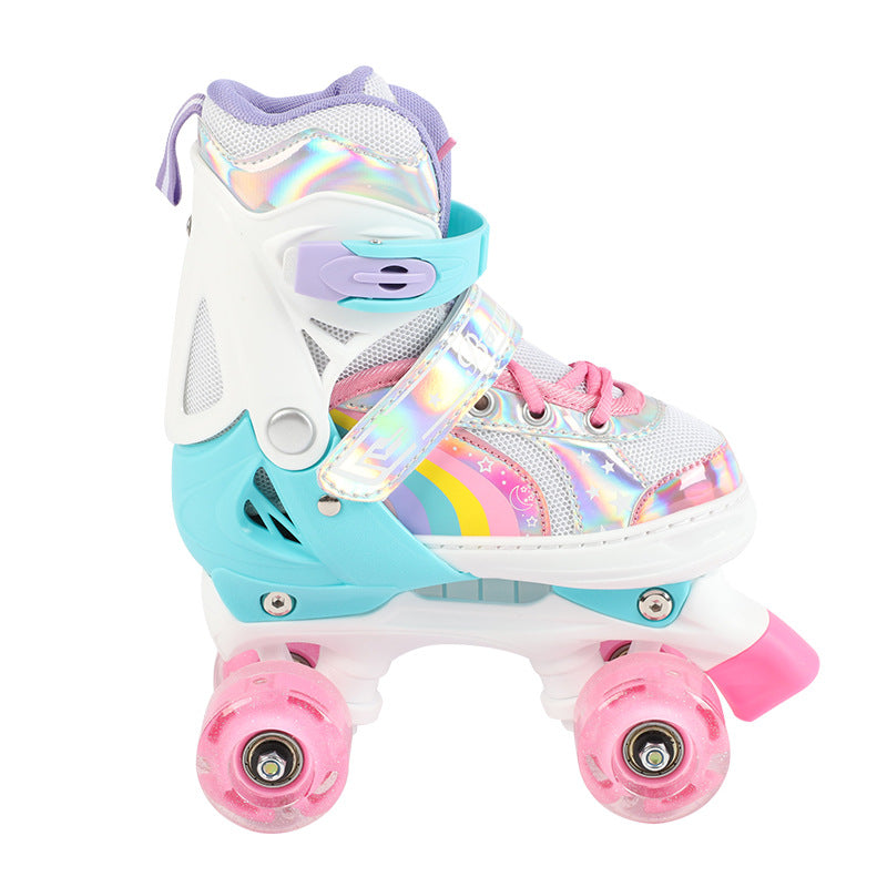Patins pour enfants Double rang Quatre roues Plein flash