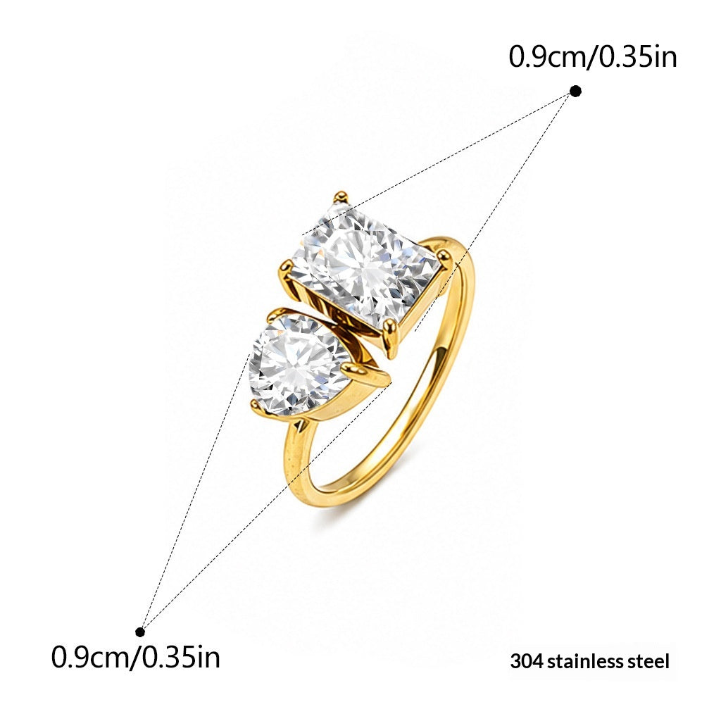 Anneau de titane en acier inoxydable Zircon pour femmes