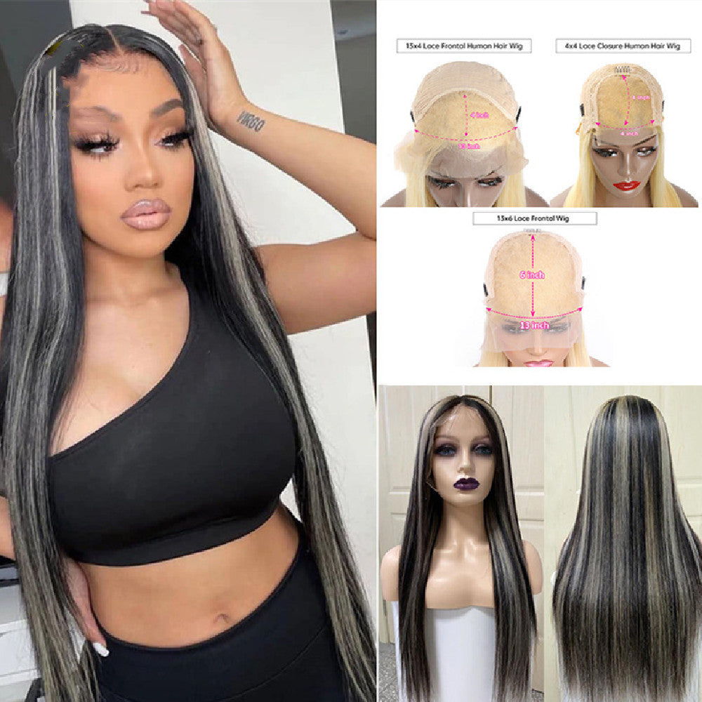 Couleur Piano Highlight P1bGrey Highlight Perruque droite pour cheveux humains