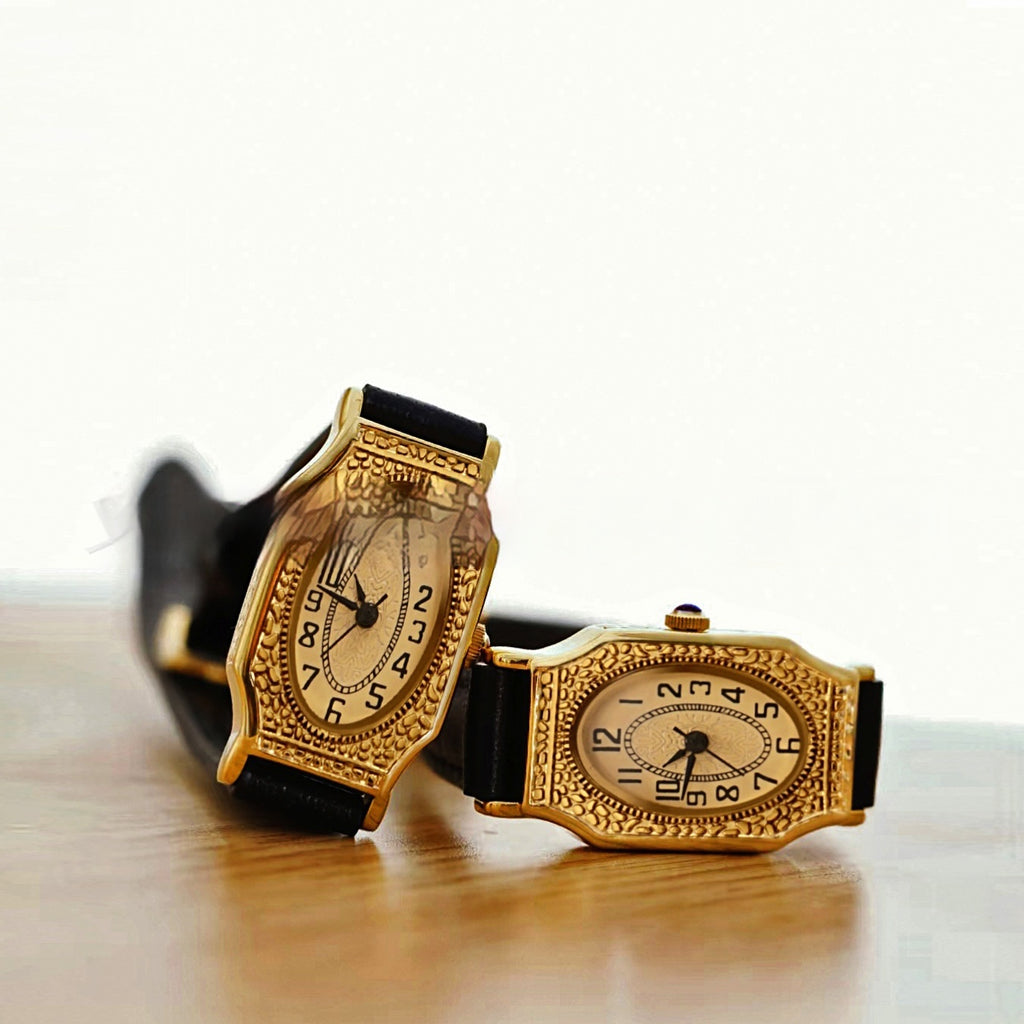 Montre vintage de luxe sculptée pour les femmes