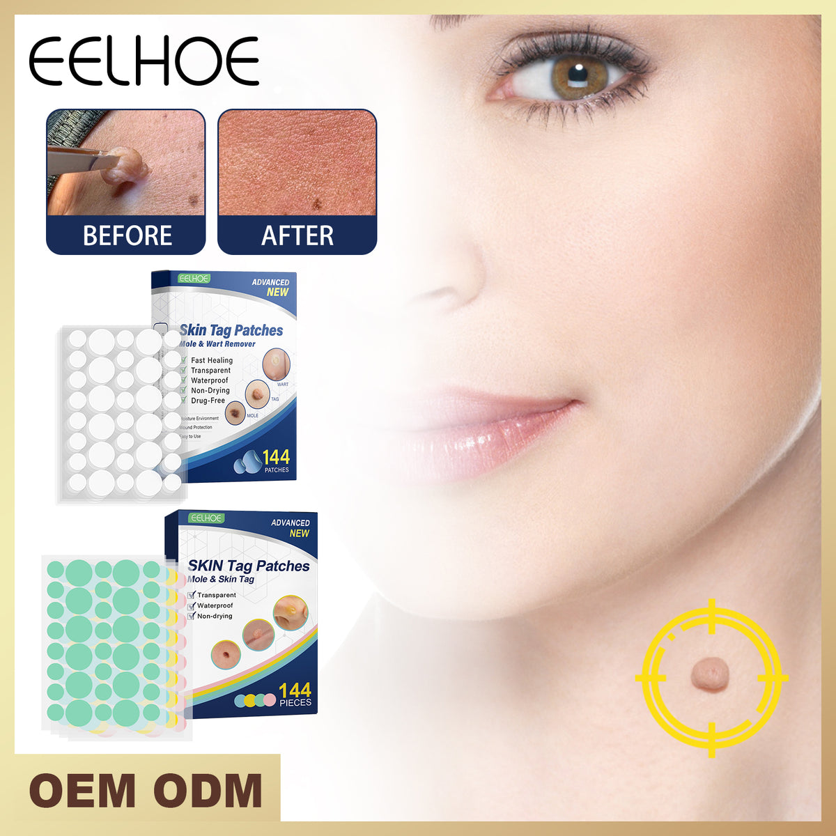 Skin Smoothing Patches 144PCS 36pcs X 4 sheets/box