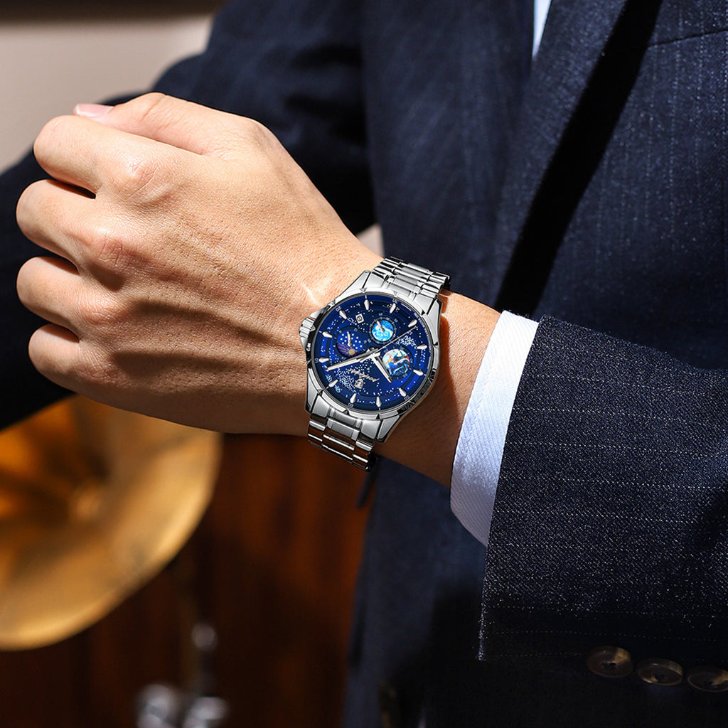 Montres à quartz multifonctions pour hommes lumineux