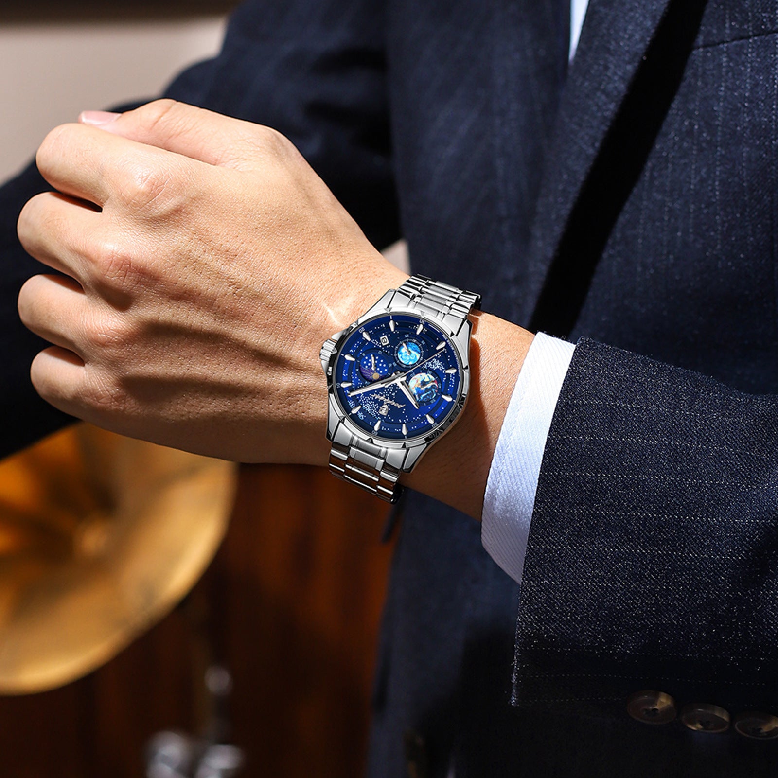 Montres à quartz multifonctions pour hommes lumineux