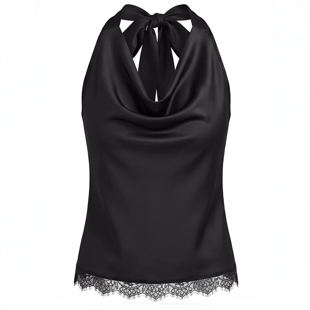Satin Blouse avec un collier de bateau de style européen Sexy Underlayer