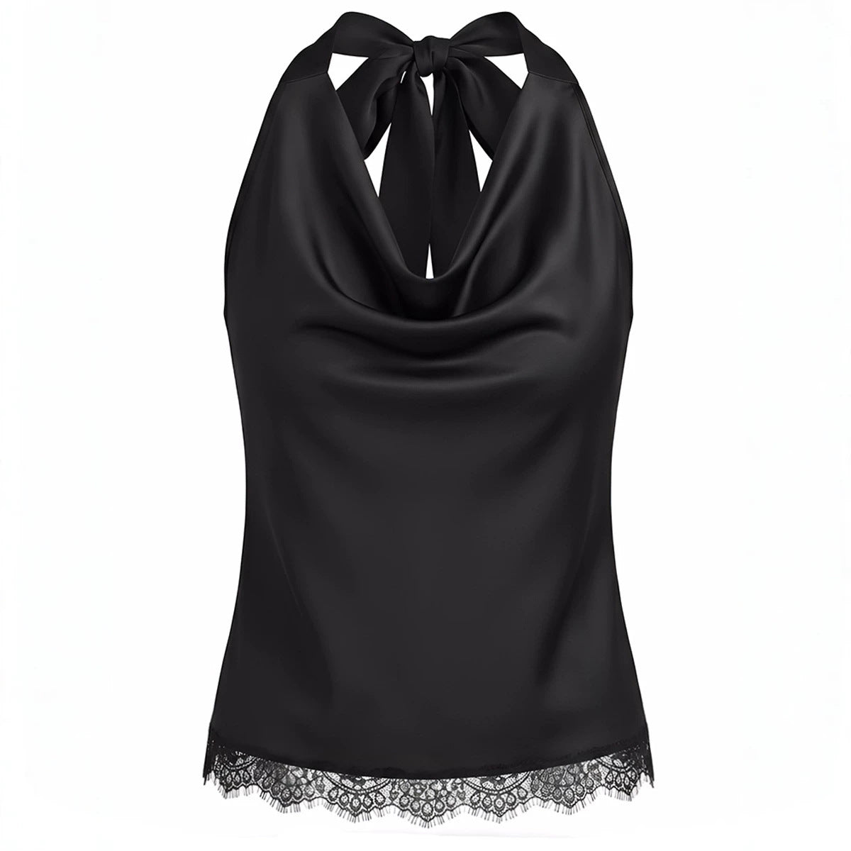Satin Blouse avec un collier de bateau de style européen Sexy Underlayer