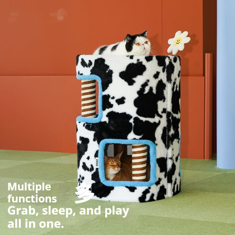 Zeze Four Seasons ferme Villa cadre d'escalade Maison de chat double-layer