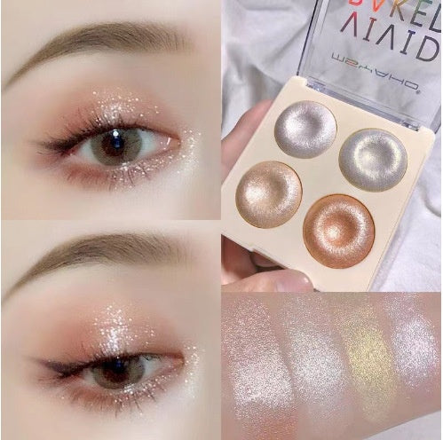 Palette en surbrillance bicolore avec ombre à paupières chatoyantes